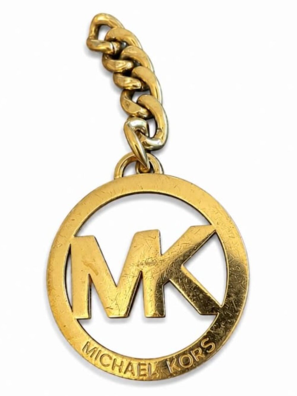 💖 Michael Kors Gold Tone MK Logo Circular Purse Charm Keychain #139